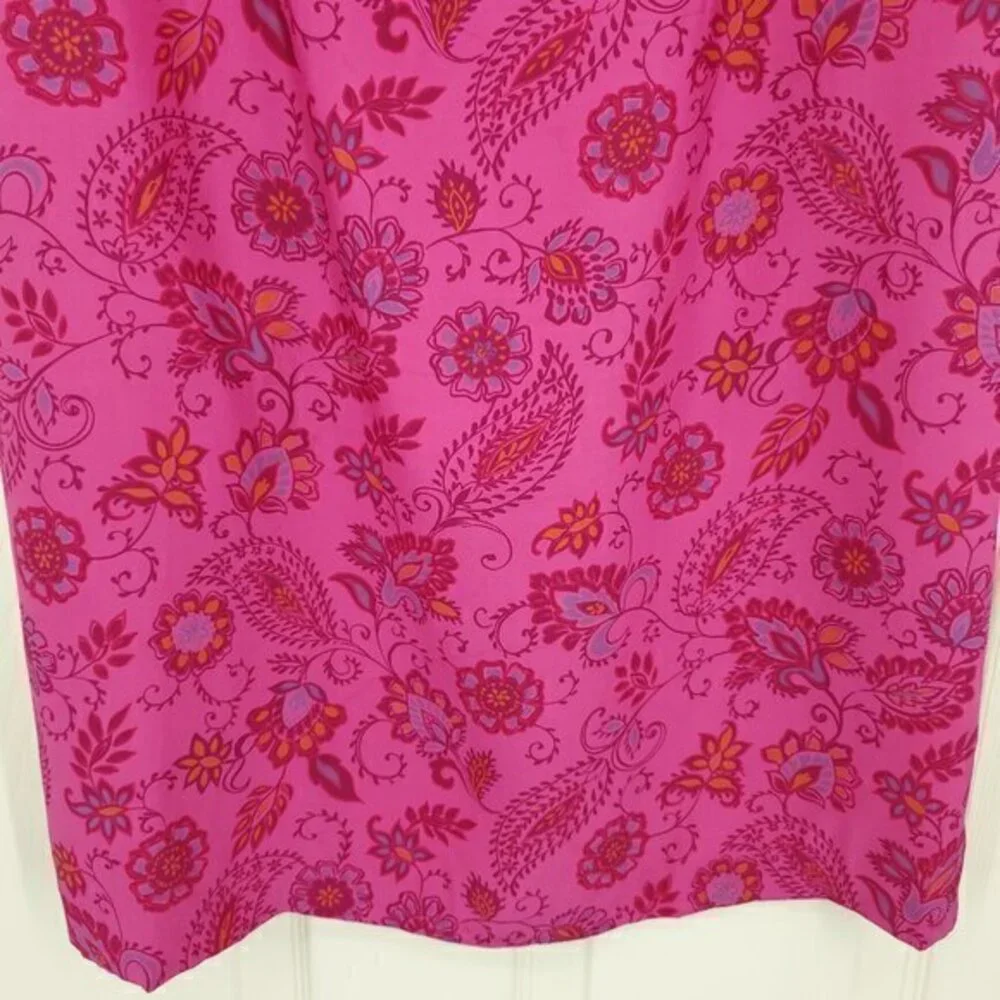 VTG 90s/early 2000s INC Silk Straight Neck Mini Sheath Dress 6 Pink Paisley